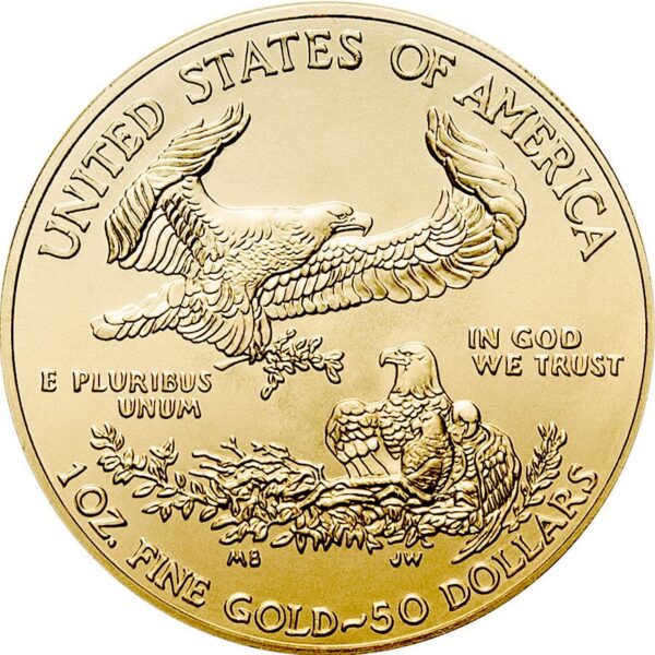 Amerikansk Eagle Guldmynt 1 oz Baksida gammal