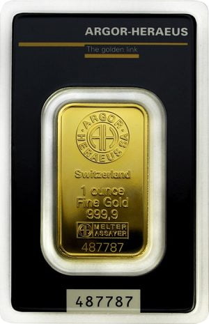 Guldtacka 1 oz Argor Heraeus framsida